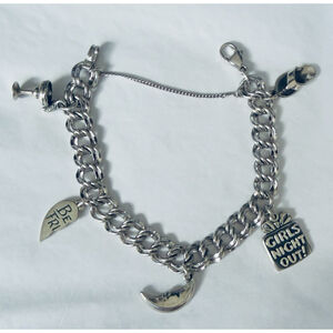 James Avery Double Curb Charm Bracelet With 5 Charms 7.5 Inches